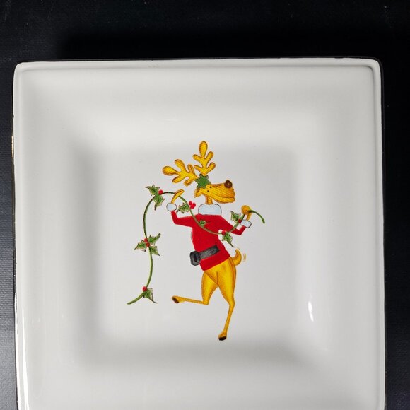 Laurie Gates Winter Wonder Set of Four Square Salad Plates. NOS. Retired - Picture 7 of 12